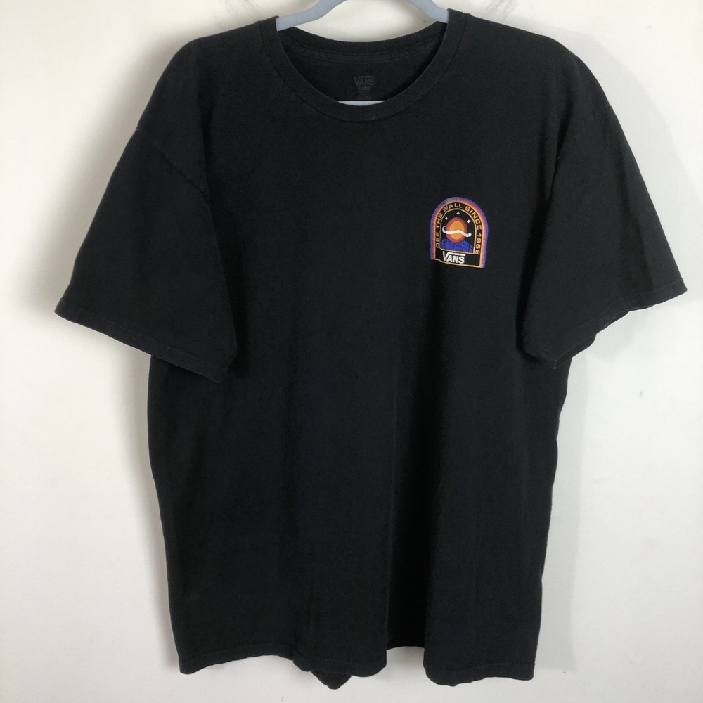 Vans Off The Wall Since 1966 Space Logo T-Shirt Men's Sz M Black Skateboarding